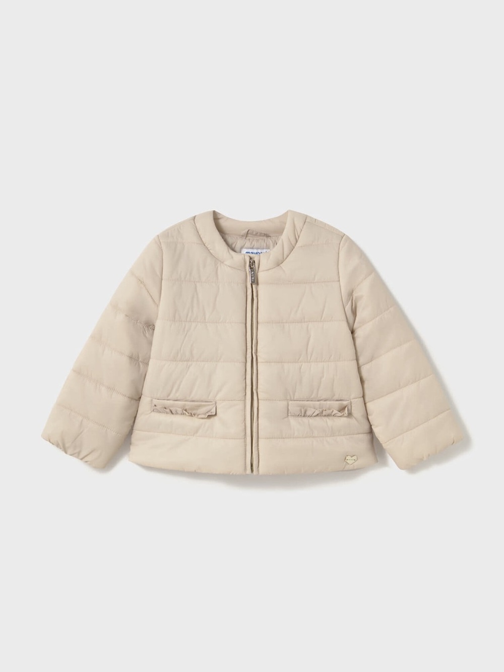 Mayoral Cream Quilted Puff Sleeve Jacket